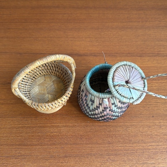 Hand-woven  handmade little vintage trinket baskets jewellery little treasures - Picture 7 of 7